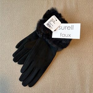 NWT Surell Faux Suede Black Gloves